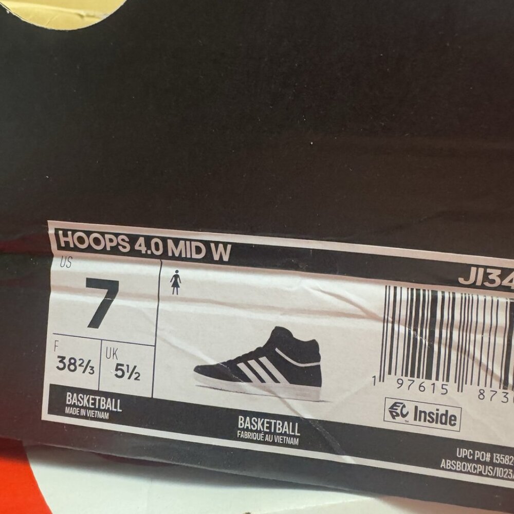 adidas Womens Hoops 4.0 Mid Sneaker Black Size 7 M - Picture 6 of 6